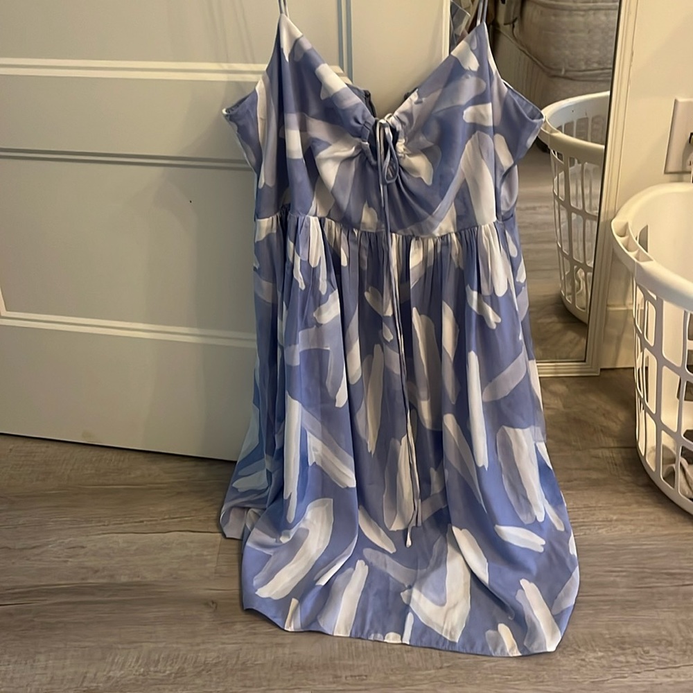 Abercrombie & Fitch Light Blue and White Mini Dress